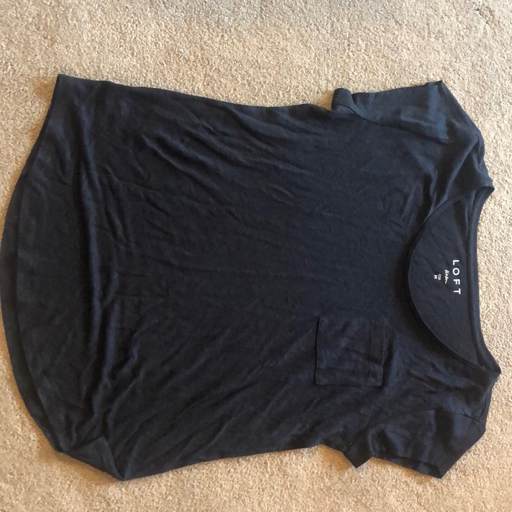 Loft Brand Black Linen T Shirt Size Medium